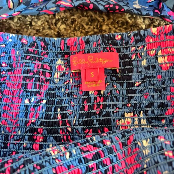 Lilly Pulitzer Livvie Smocked 2 Piece Skirt Set Boca Blue Birds Eye View - Picture 6 of 10